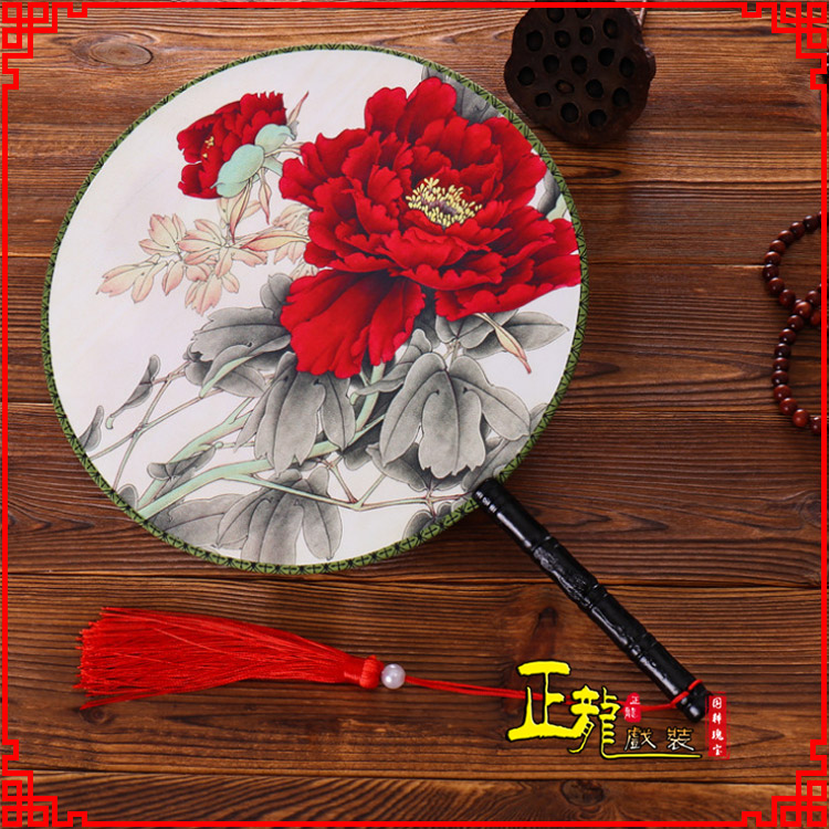 南溪古典中国风团扇空白扇跳舞蹈扇 真丝宫扇