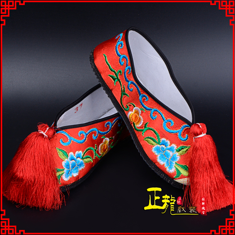 南溪京剧越剧戏曲彩鞋花旦绣花 普平底彩鞋
